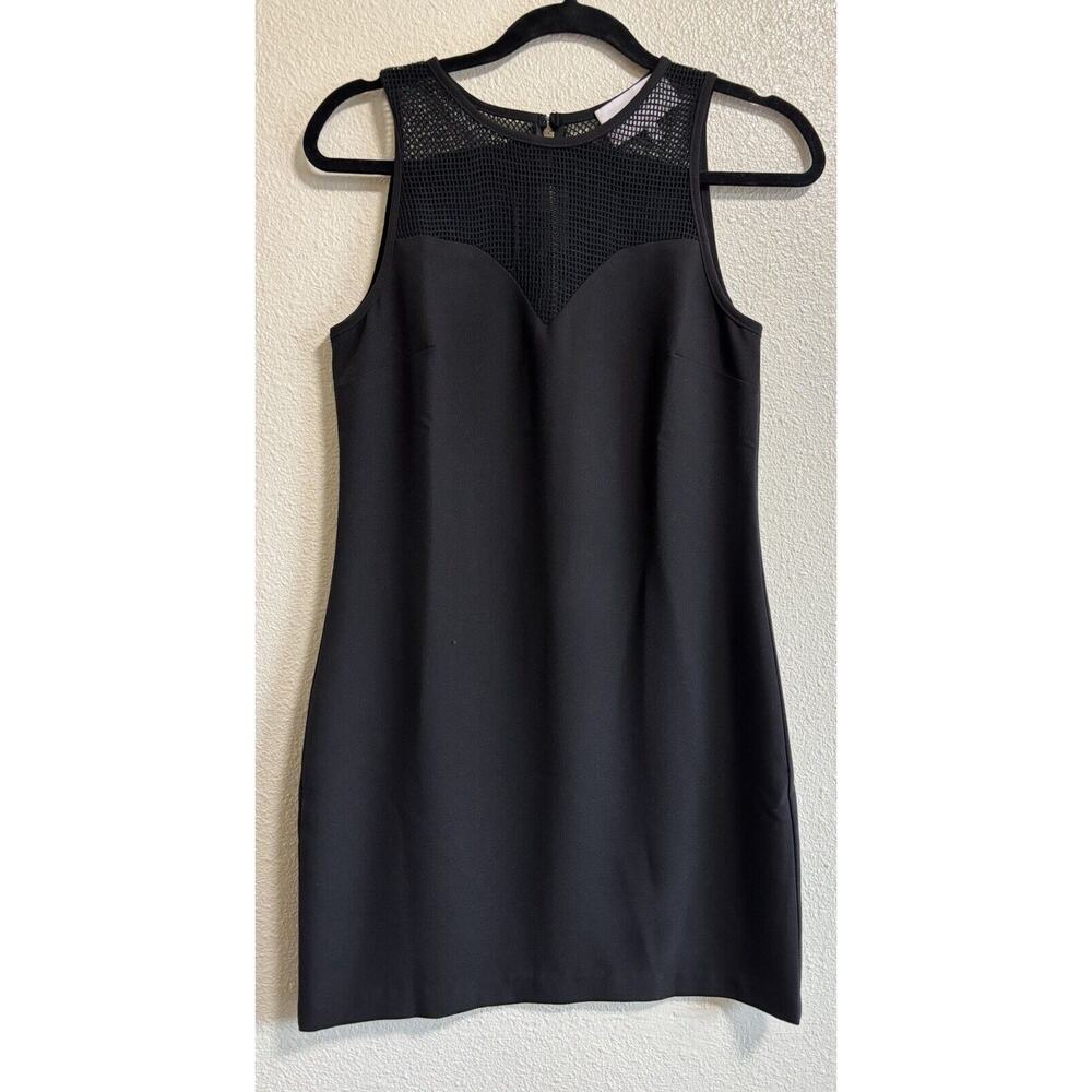 Sleeveless Sheer Little Black Dress Chest Zip Classic LBD Charles Henry Size XS